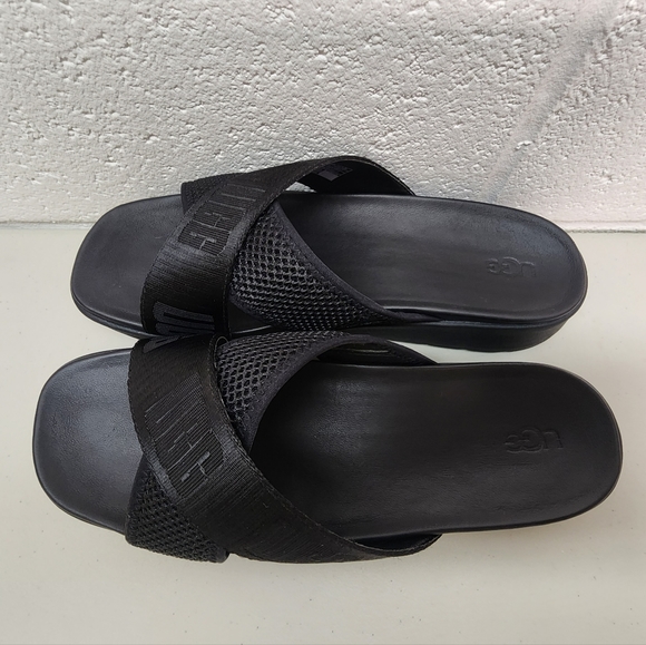 Ugg Emily Mesh Sandals Women's Size 8.5 Ugg Black Crisscross Comfort Slides - Picture 6 of 12